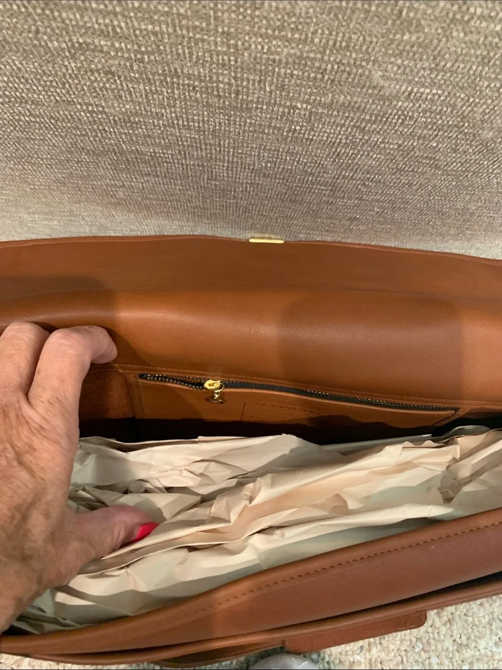 Coach Leather Briefcase in Warm Chestnut Brown with Gold Hardware
